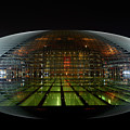 National Centre for the Performing Arts egg lit at night and ref